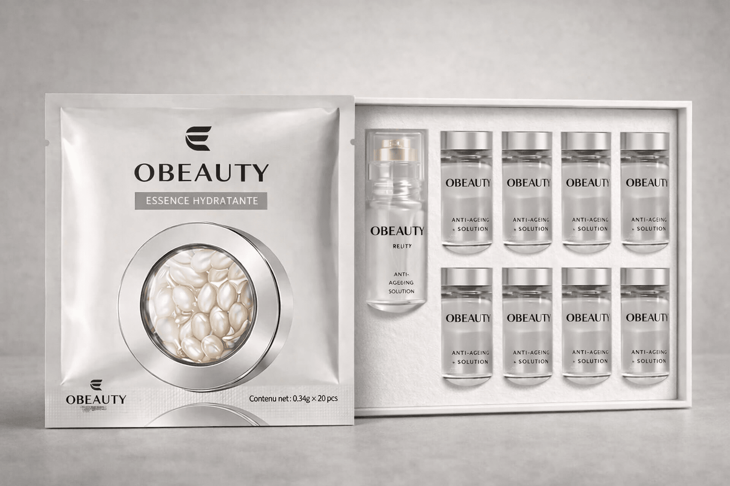 Cure Anti - Âge Complète – Kit Micro - Infusion + Capsules Moisturizing Essence - OBEAUTY